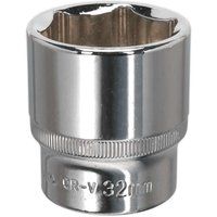 Sealey WallDrive Socket 32mm 1/2"Sq Drive Fully Polished - SP1232