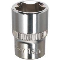 Sealey SP3814 Walldrive Fully Polished Socket, 3/8" Square Drive, 14mm