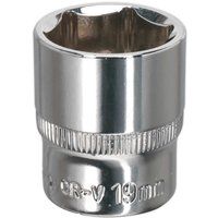 Sealey WallDrive Socket 19mm 3/8"Sq Drive Fully Polished - SP3819
