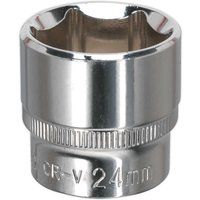 Sealey Premier WallDriveÂ® Socket 24mm 3/8"Sq Drive Fully Polished