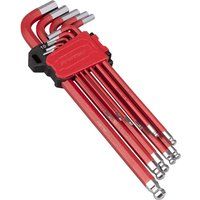Sealey AK7164 Metric Extra-Long Anti-Slip Ball-End Hex Key Set, 11 Pieces , Red