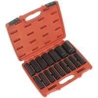 Sealey AK5816M Impact Socket Set 16pc 1/2"Sq Drive Deep Metric