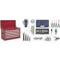 Sealey AP33059COMBO 5 Drawer Topchest with Ball Bearing Runners & 138 Pcs Tool Kit, 660mm x 315mm x 425mm, Red