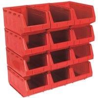 PLASTIC STORAGE BIN 210 X 355 X 165MM - RED PACK OF 12 FROM SEALEY TPS412R SYC