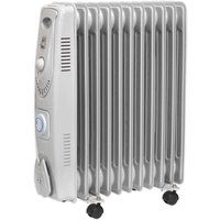 Sealey RD2500T 230V Oil Filled Radiator 2500W 11-Element with Timer Portable (B)