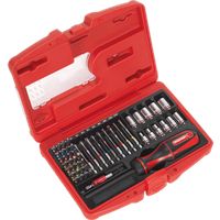 Sealey AK64903 Fine Tooth Ratchet Screwdriver and Accessory Set, 51 Pieces
