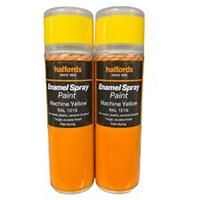 ENAMEL SPRAY PAINT MACHINE YELLOW RAL 1016 300ML HALFORDS CANS X2