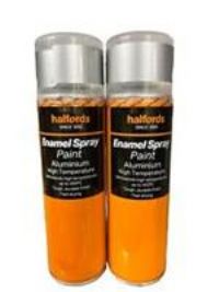 ENAMEL SPRAY PAINT ALUMINIUM HIGH TEMPERATURE 300ML HALFORDS X 2