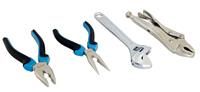 Halfords Locking / Combination / Long Nose Pliers & Adjustable Wrench 4 Pcs Set