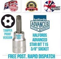 Halfords Advanced T10 SECURITY TORX BIT Socket 3/8 Drive *Free Rapid Post*