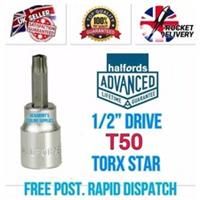 Halfords Advanced T50 Torx Star Bit Socket 1/2” Drive Free Rapid Post*