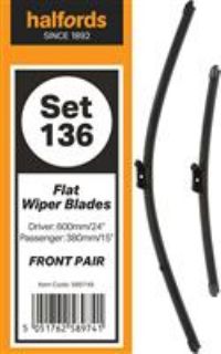 Halfords Flat Wiper Set 136