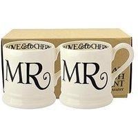 Emma Bridgewater Black Toast Mr & Mr Half Pint Mug set of 2, Earthenware