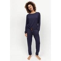 Cyberjammies Taylor Navy Jersey Slouch Long Sleeve Pyjama Set - Blue