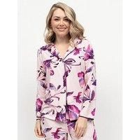 Cyberjammies Colett Pink Floral Printed Jersey Long Sleeve Pyjama Top - Pink