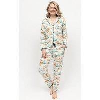Cyberjammies Goldie Cream Pumpkin Printed Jersey Pyjama Set - Cream