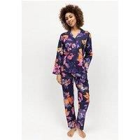 Cyberjammies Edie Floral Print Long Sleeve Pyjama Set - Navy