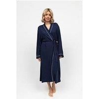 Cyberjammies Marina Navy Jersey Long Sleeve Long Dressing Gown - Navy - Blue