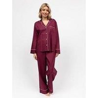 Cyberjammies Cyberjammies Hotel Pj Ox Blood Long Sleeve Wide Leg Pj Set - Red
