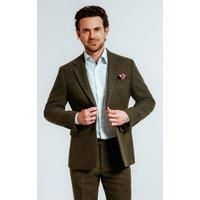 Dobell Mens Green Tweed Jacket Regular Fit Notch Lapel Windowpane Check-48S