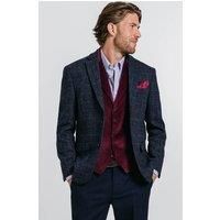 Dobell Men's Dark Blue Windowpane Check Harris Tweed Jacket | Size: 42L