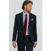 Dobell Harris Tweed Mens Blue Herringbone Suit Jacket Regular Fit 100% Wool-42R