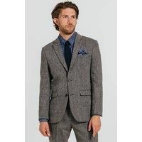 Dobell Harris Tweed Mens Grey Herringbone Suit Jacket Regular Fit 100% Wool-48R