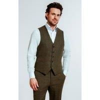 Dobell Mens Green Tweed Waistcoat Regular Fit Wool Blend Windowpane Check 5 Button-L (42-44in)