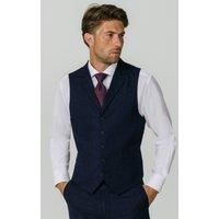 Dobell Men's Navy Notch Lapel Donegal Tweed Waistcoat | Size: Small