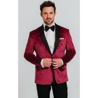 Dobell Mens Burgundy Tuxedo Dinner Jacket Regular Fit Velvet Contrast Shawl Lapel-38R