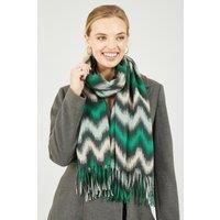 Yumi Women's Green Zig Zag Printed Scarf
