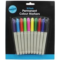 Permanent Coloured Markers - Pack of 10