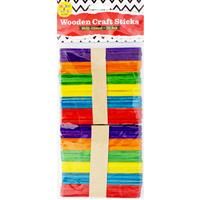 Multi-Coloured Wooden Craft Sticks: Pack of 100