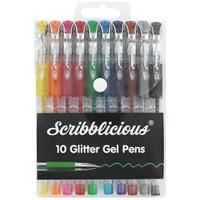Scribblicious Glitter Gel Pens - Pack Of 10, Stationery, Brand New
