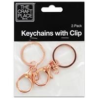 Rose Gold Key Chain with Clip: Pack of 2, Art & Craft, Brand New