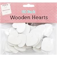 White Wooden Hearts - 60 Pack, Art & Craft, Brand New