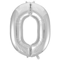 34 Inch Silver Number 0 Helium Balloon