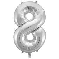 34 Inch Silver Number 8 Helium Balloon