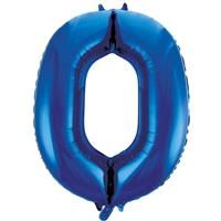 34 Inch Blue Number 0 Helium Balloon