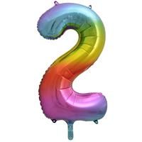 34 Inch Rainbow Number 2 Helium Balloon, Home Living, Brand New