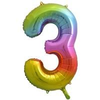 34 Inch Rainbow Number 3 Helium Balloon, Home Living, Brand New