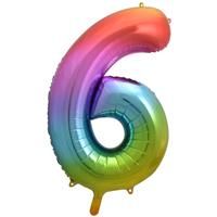 34 Inch Rainbow Number 6 Helium Balloon