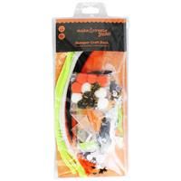 Halloween Bumper Craft Pack - 45 Piece Set - Pipe Cleaners, Pom Poms, Feathers & More - Make & Create For Kids - Halloween Craft Activities
