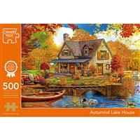 Autumnal Lake House 500 Piece Jigsaw Puzzle - Corner Piece - Jigsaw Puzzles - Toys & Games