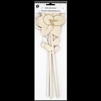 Wooden Flowers: Pack of 3