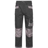 JCB - Mens Work Trousers - Cargo Trouser Men - D+IM Trade Plus Rip Stop Trousers for Men - Regular Leg - Black/Grey - Size 30