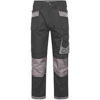 JCB - Mens Work Trousers - Cargo Trouser Men - D+IM Trade Plus Rip Stop Trousers for Men - Regular Leg - Black/Grey - Size 36