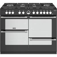 Stoves Sterling Deluxe STRDXS1100DFGBK 110cm Dual Fuel Range Cooker With A Gas-Through-Glass Hob Black