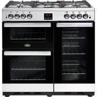 Belling 444411724 90cm Cookcentre X90G Double Oven Gas Cooker St Steel