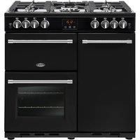 Belling FarmhouseX90G 90cm Gas Range Cooker with Electric Fan Oven - Black - A/A Rated, Black